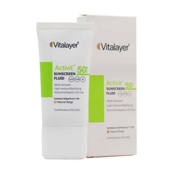 فلوئید ضد آفتاب SPF50 پوست چرب اکتی ویت ویتالیر بژ طبیعی 50 میلی لیتر