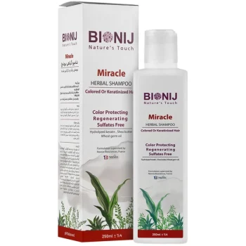شامپو گیاهی میراکل بیونیج مناسب موهای رنگ‌شده و کراتینه